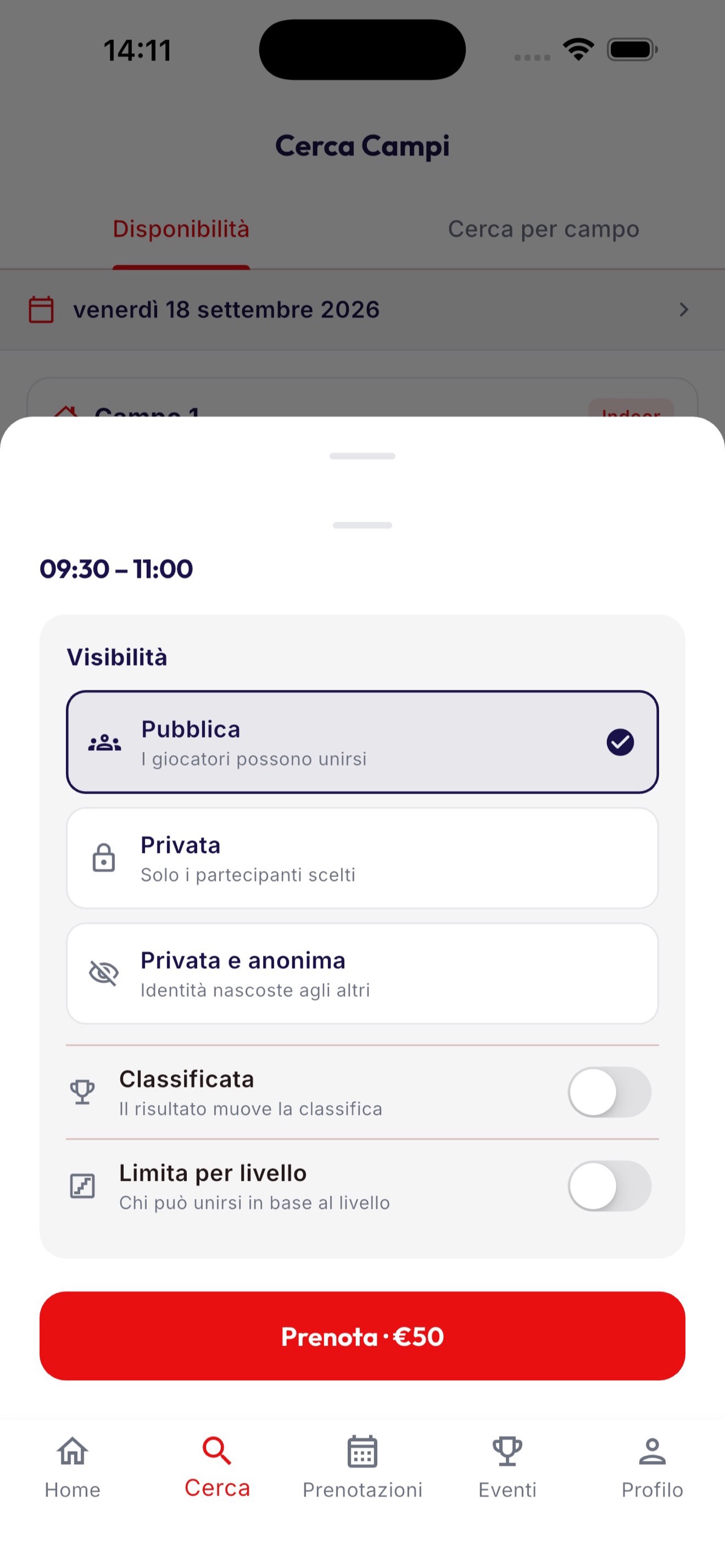 Creazione di una partita pubblica o classificata